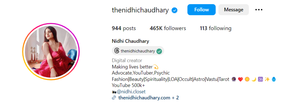 Nidhi Chaudhary Instagram